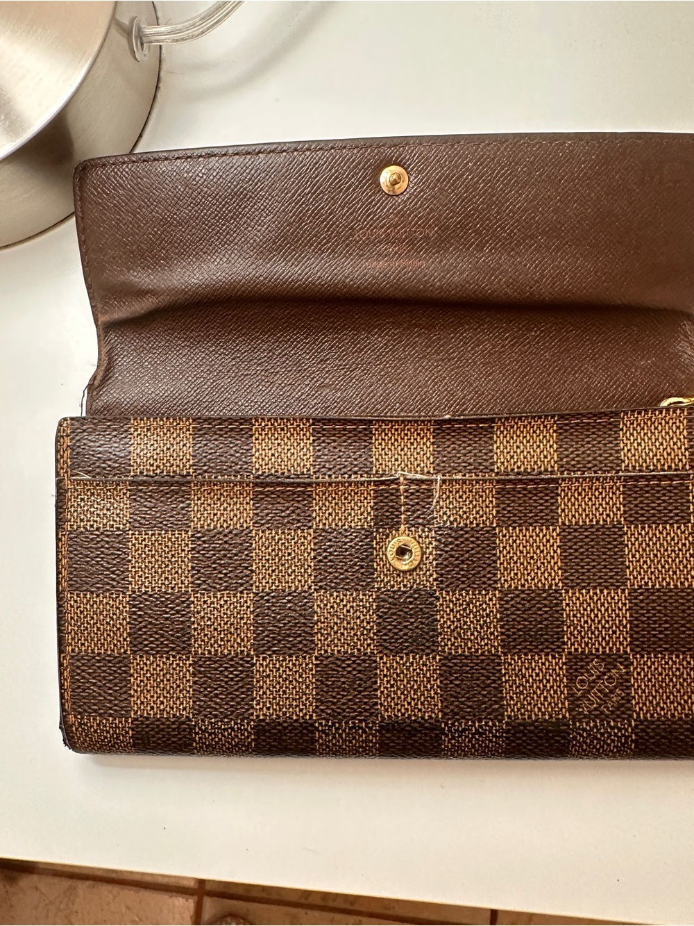 Louis Vuitton Damier Ebene Brown Checkered Continental Wallet - Picture 10 of 11